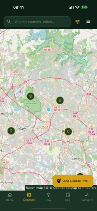 Find courses on the map